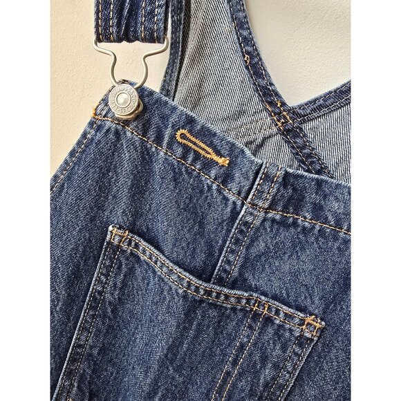 Free People Levi's Medium Blue Straight Leg Denim Overalls Size Medium 29 30 - Picture 6 of 9